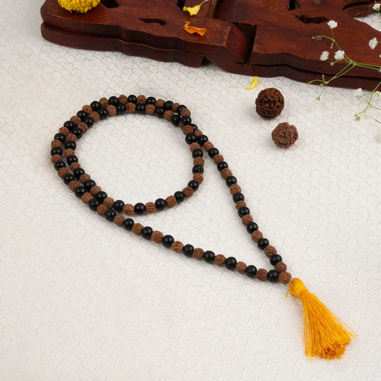 Original Karungali & Rudraksha Mala | Ebony Wood & Sacred Bead Necklace for Meditation & Protection