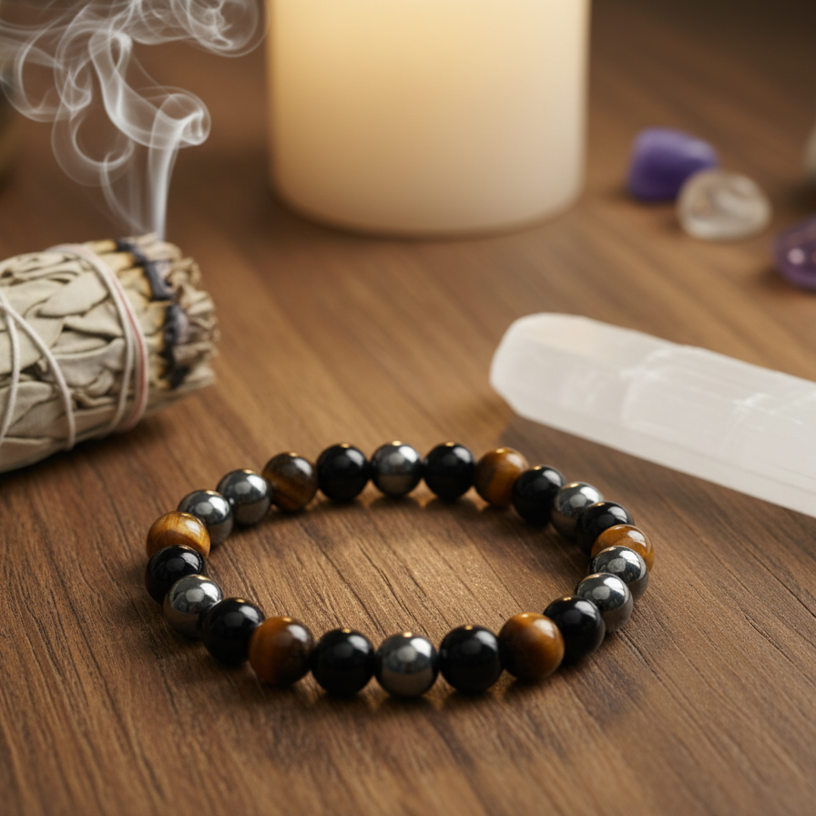 Triple Protection Bracelet 8mm for Protection & Positive Energy