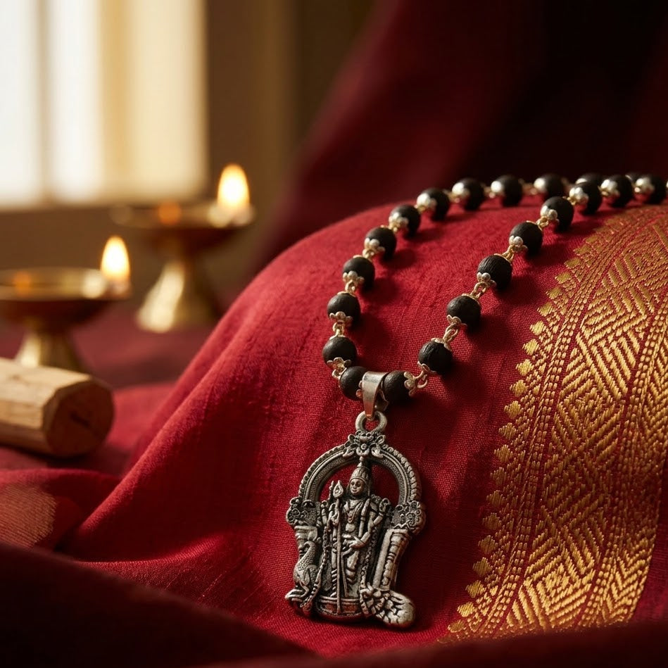 lord_murugan_karungali_mala_silver_gold_cap
