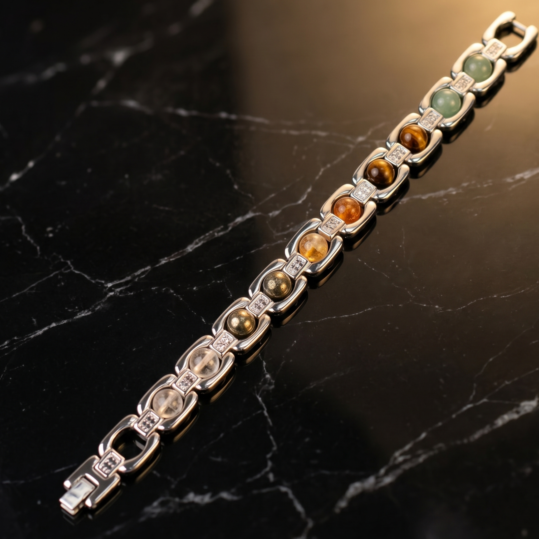 Dhan Yog Metal Bracelet 8mm – Wealth Attraction Crystal Bracelet for Prosperity & Positive Energy